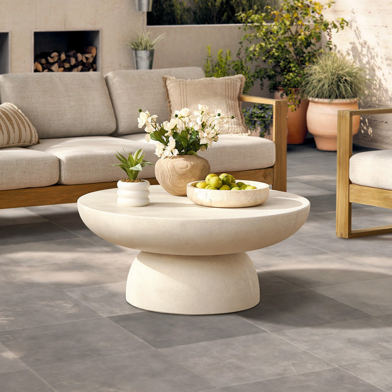 Italian minimalist designer marble round-edge coffee table, Nordic wabi-sabi style creative living room studio mushroom side table