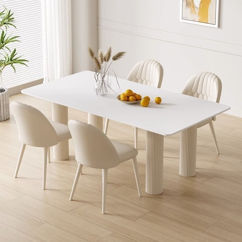 Cream-Colored Pure White Slate Dining Table