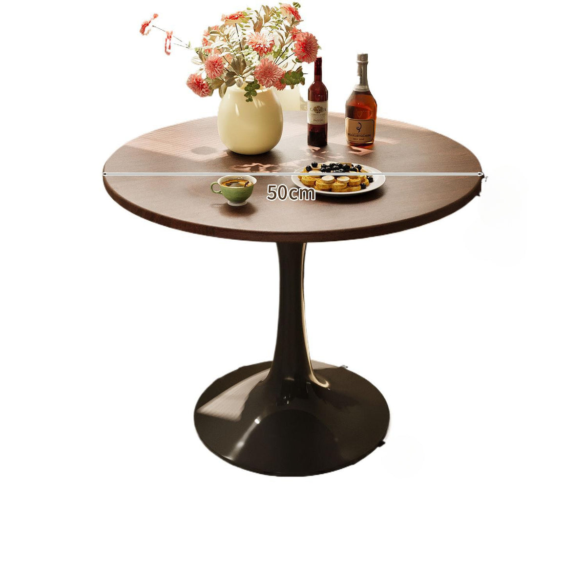 Round Pedestal Dining Table Walnut Finish