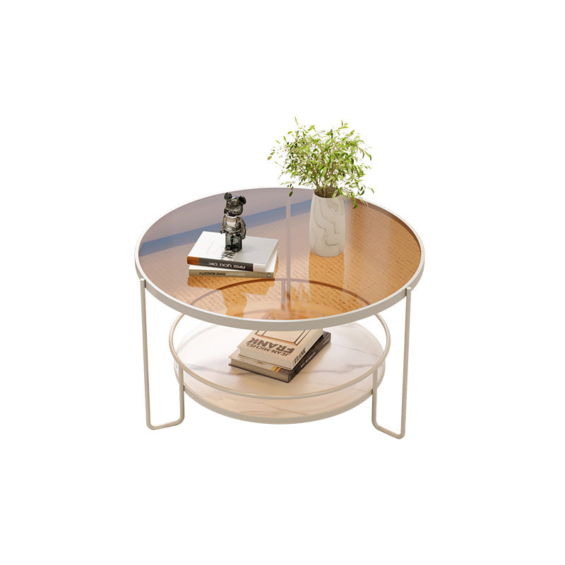 Cream glass coffee table, light luxury, modern simple living room, small apartment, balcony table, net red, round tea table