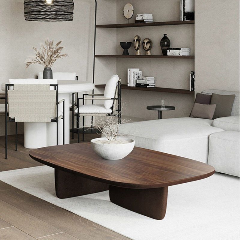 Modern wabi-sabi style full solid wood tea table bedroom coffee table small apartment simple living room log tea table