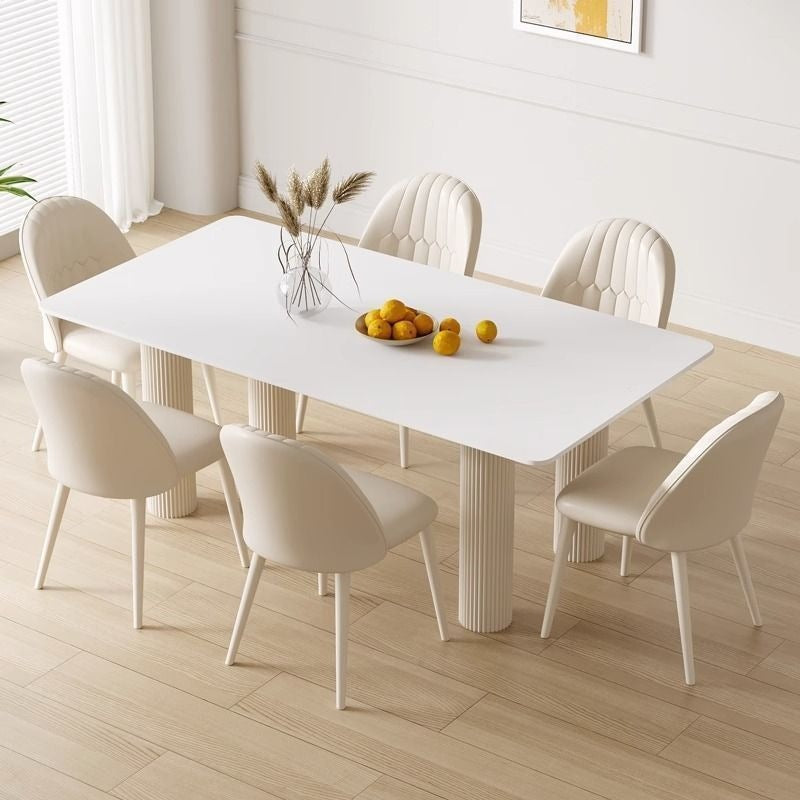 Cream-Colored Pure White Slate Dining Table