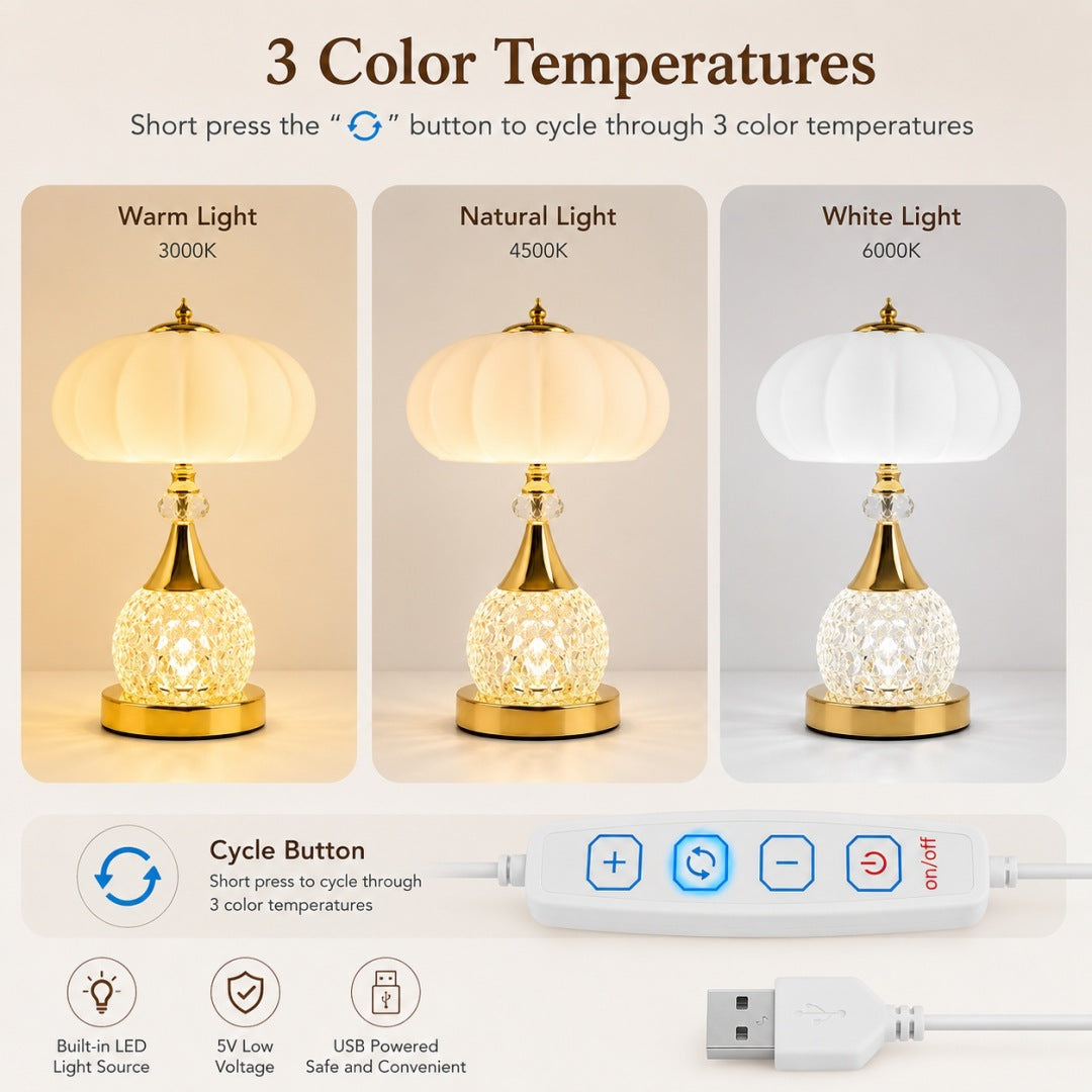 Pumpkin Glow Three-Colour Dimmable Table Lamp