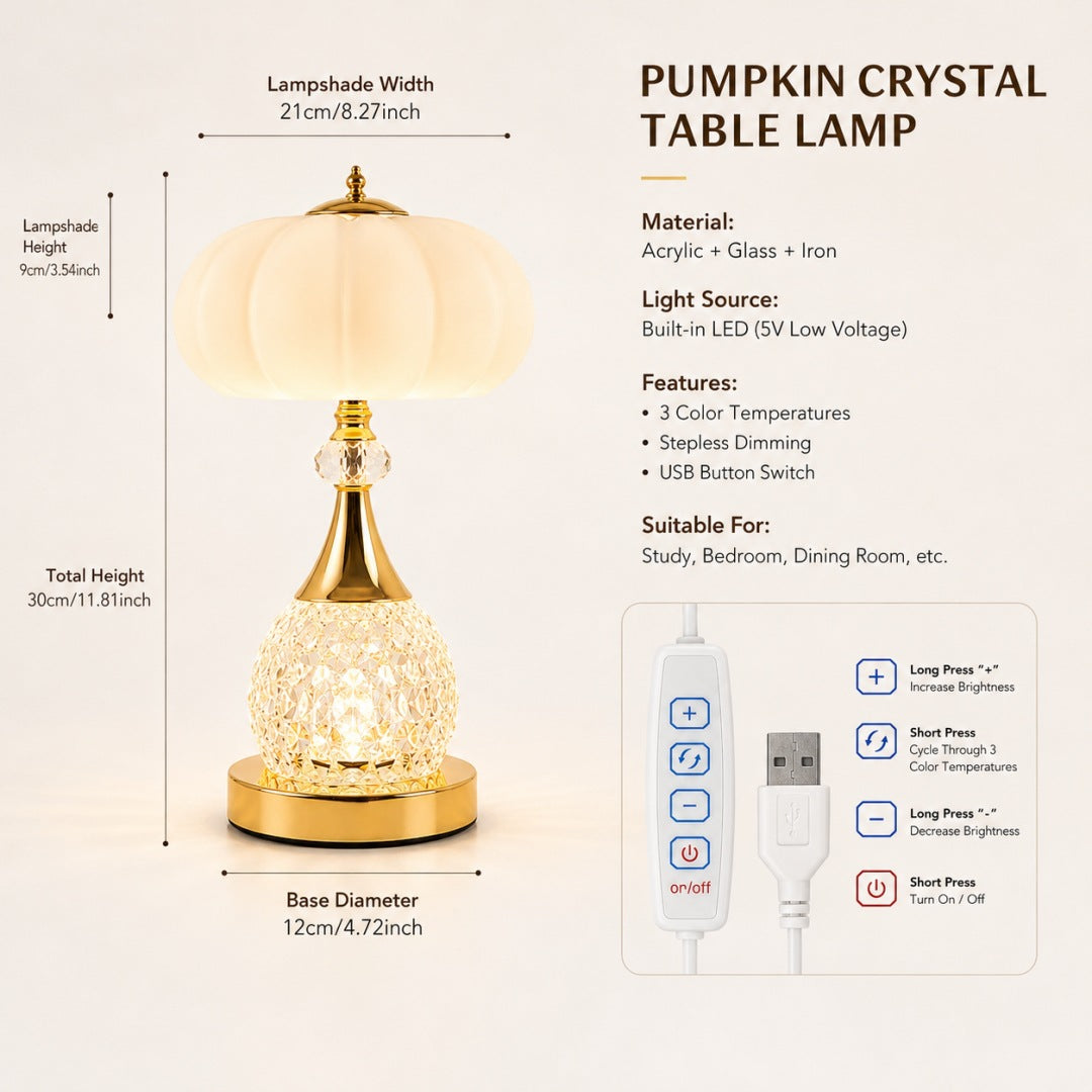 Pumpkin Glow Three-Colour Dimmable Table Lamp