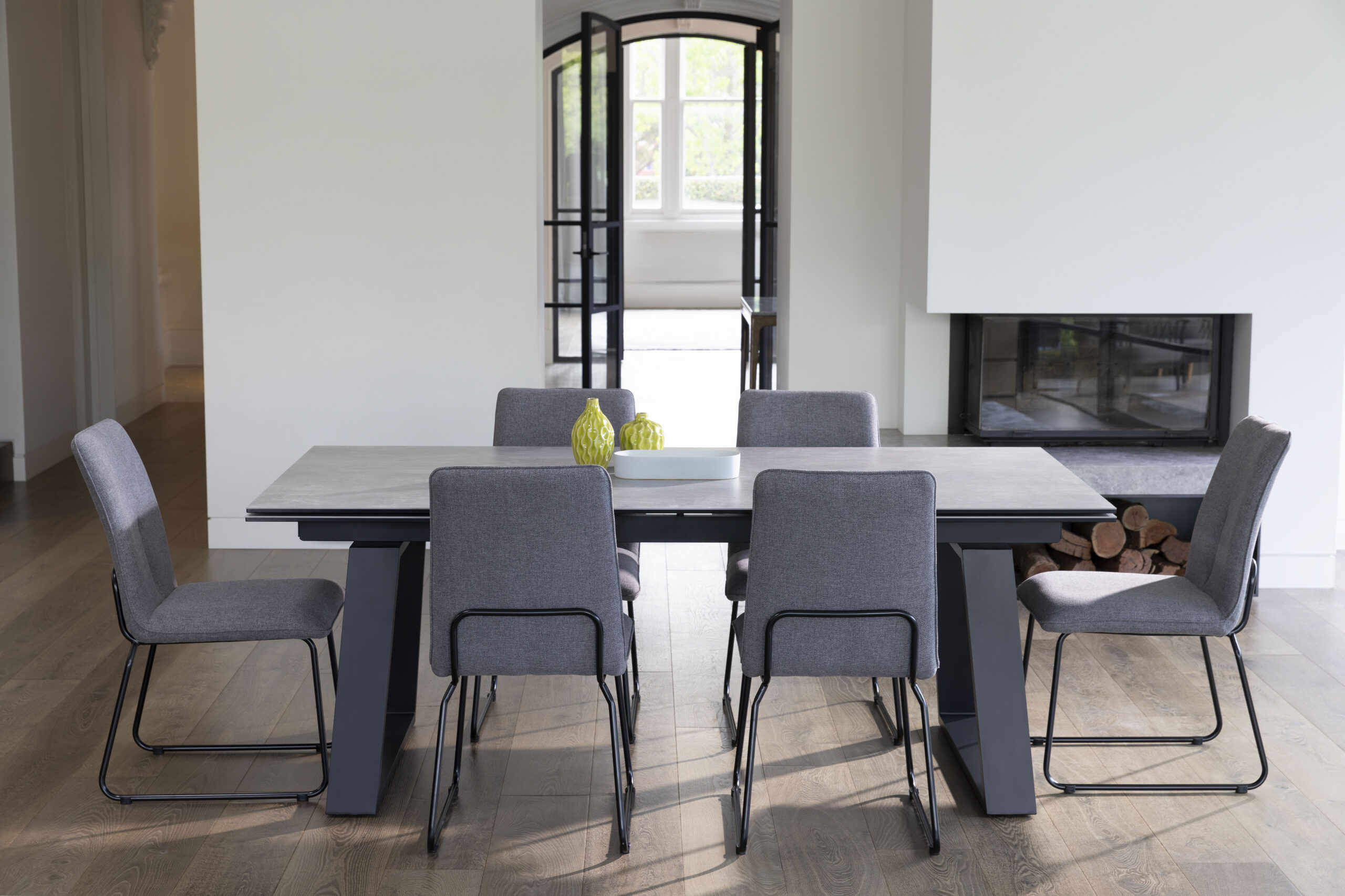 Baluga Extension Dining Table Andesite Ceramic