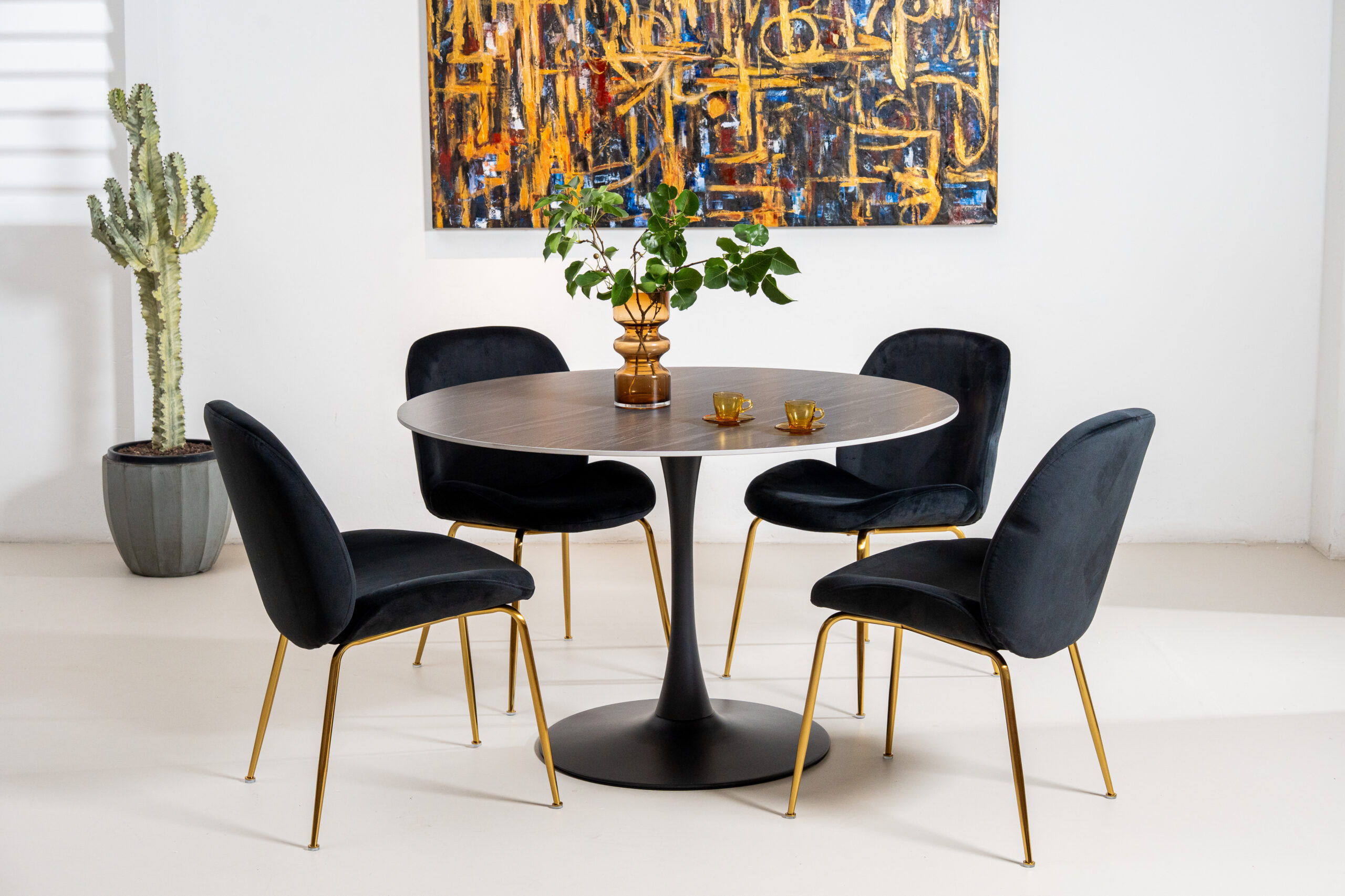 Asta Dining Chair Black Velvet  And Gold Frame