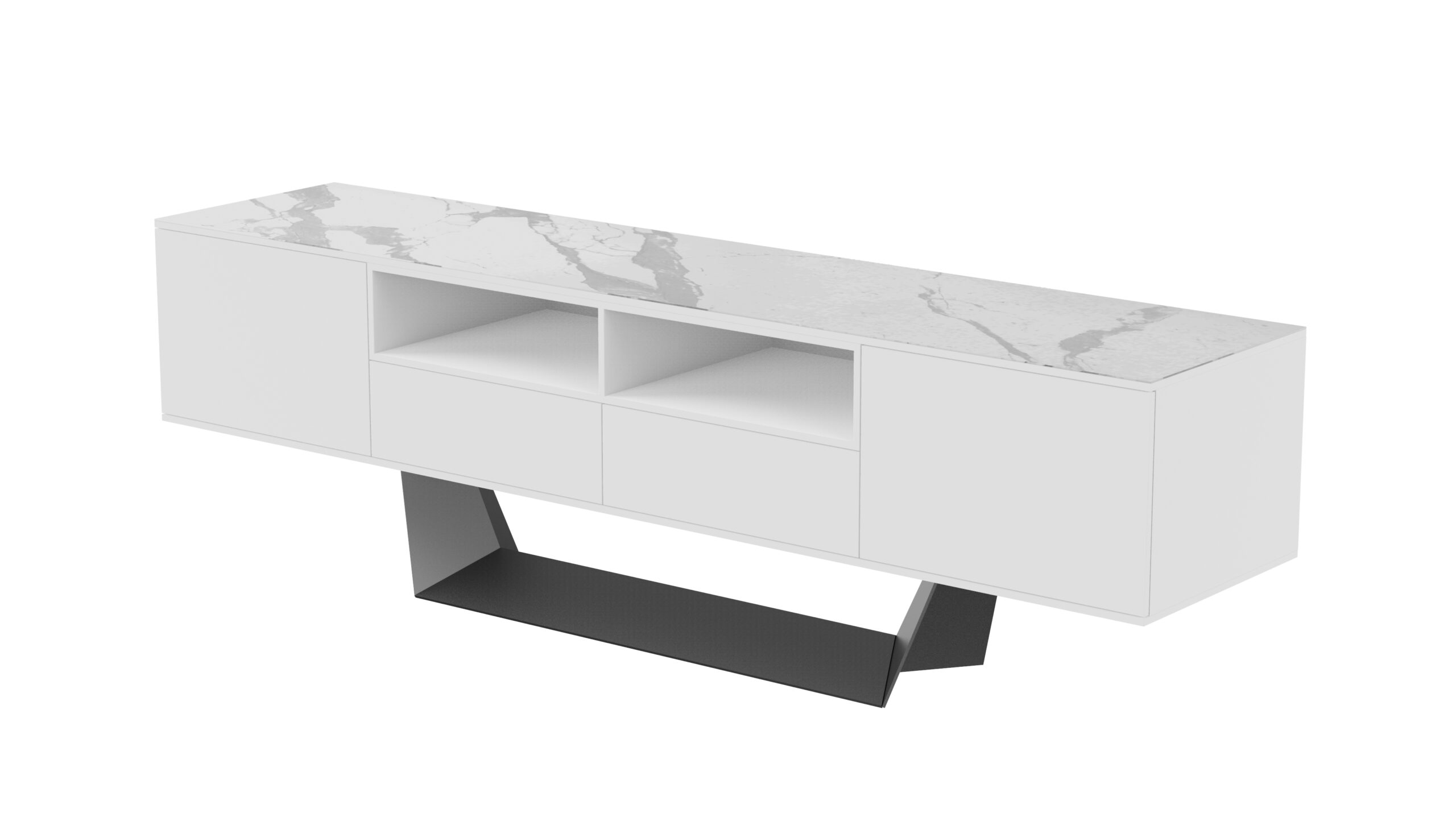Symphony TV-Unit Marmo Ceramic / White